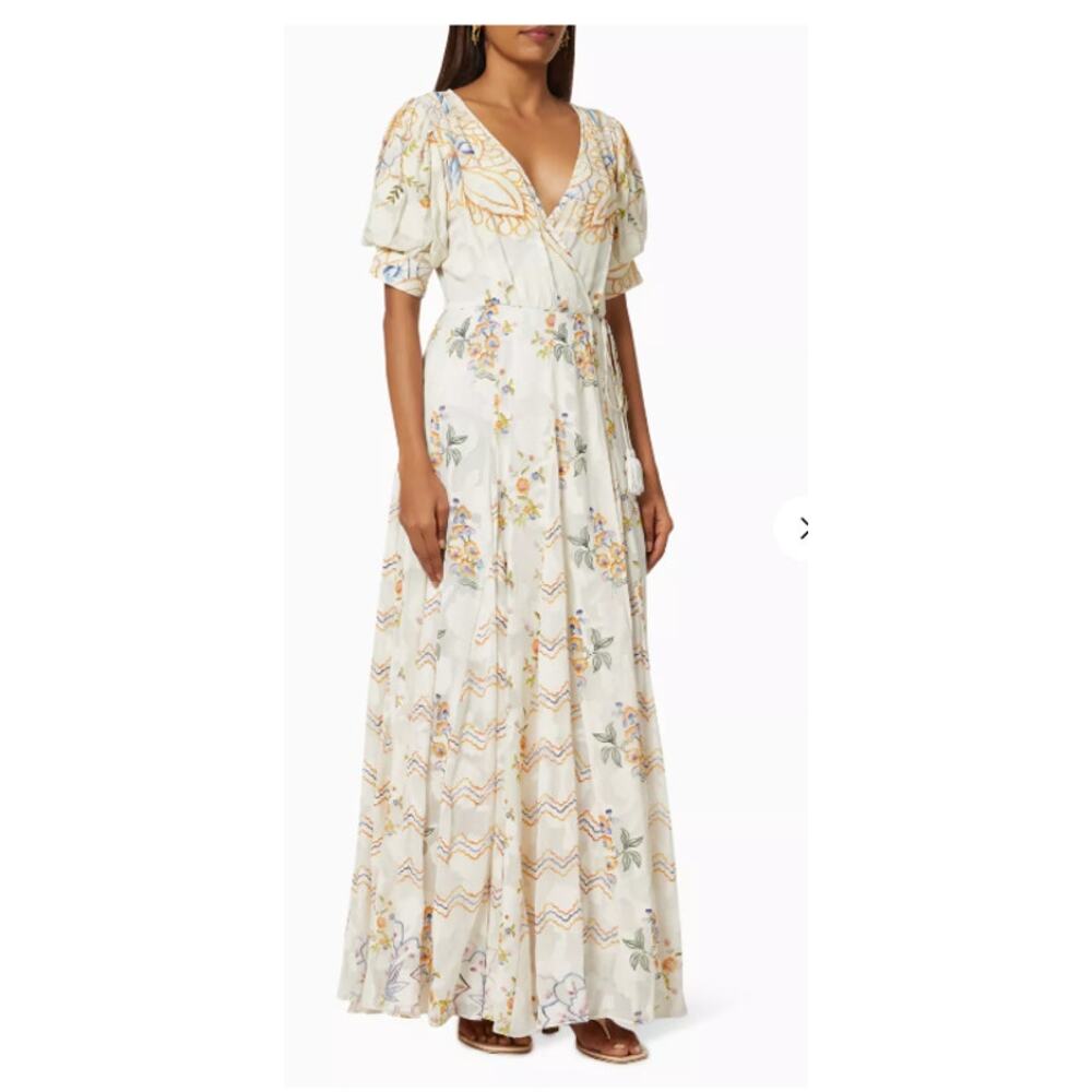 Hemant & Nandita Hoor Overlap Godet Maxi Dress Size Small New with Tags - Picture 10 of 15